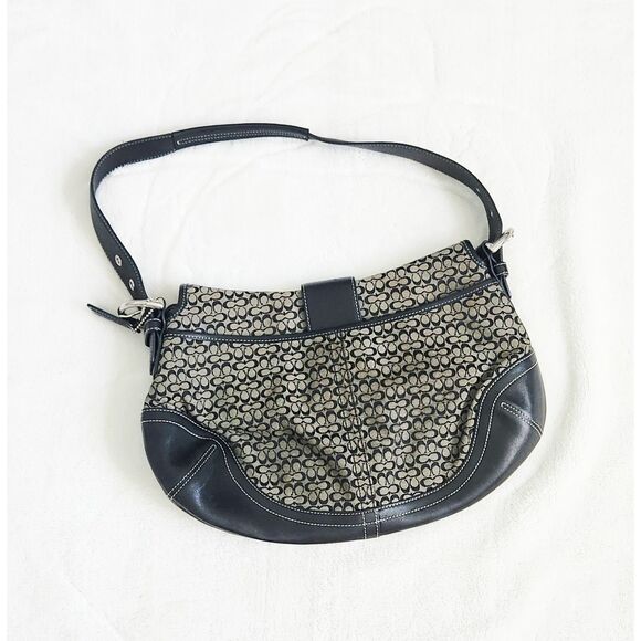 Coach 6808 Y2K Soho shoulder bag w/ sig. C canvas,black leather,silver hardware - Picture 5 of 8